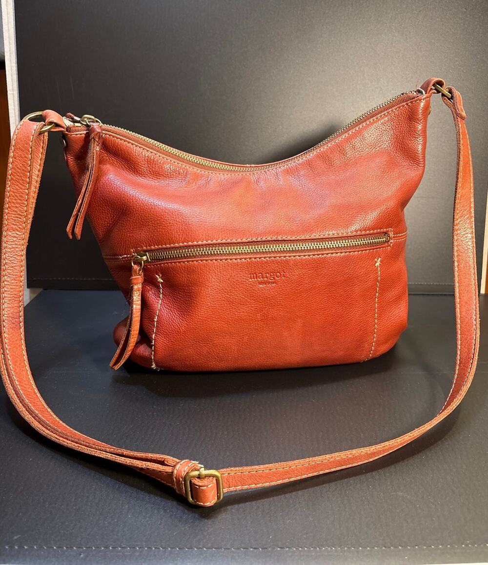 Margot New York Crossbody Leather Purse in Cognac Brown